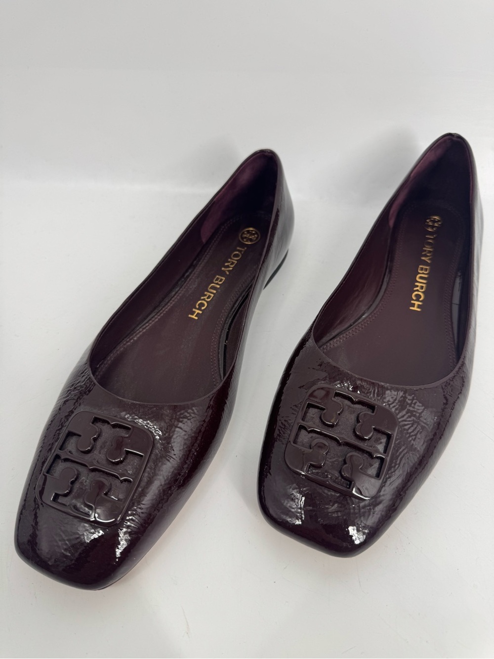 Tory Burch Georgia Ballet Flats Smooth Patent Leather Plum Comfy Womens Size 11M